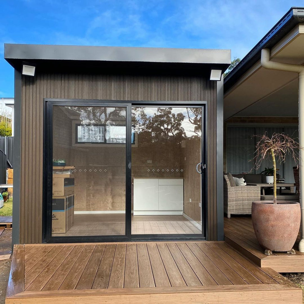 Backyard studio exterior cladding